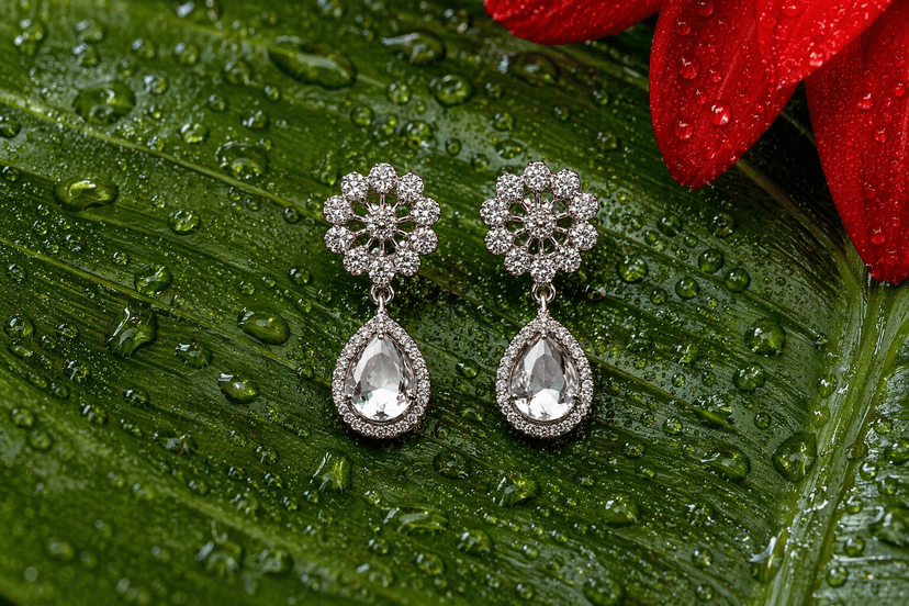 White AD Drop Earrings